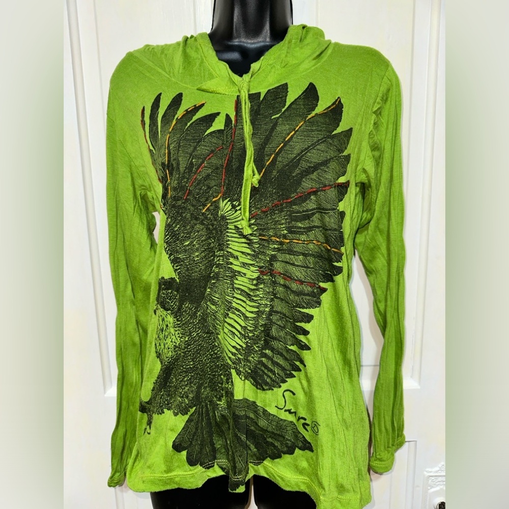 Sure Thailand Green Eagle Relaxed long sleeved soft hoodie